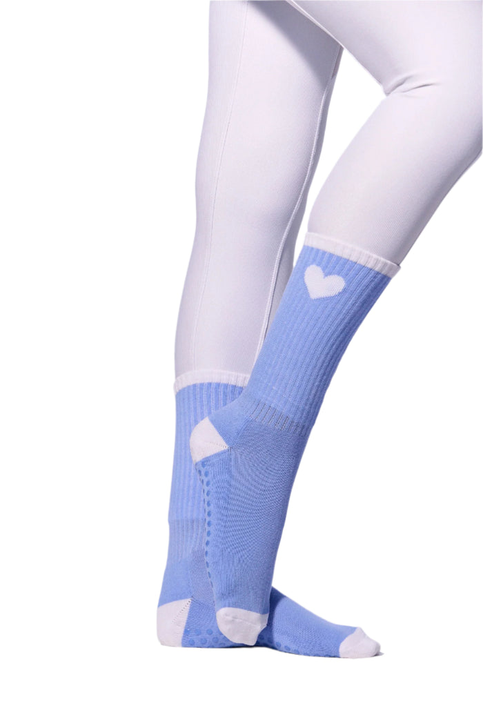 COCO Heart Grip Socks | Blue & White