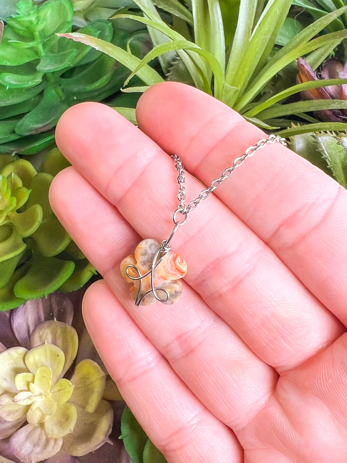 Crazy Lace Agate Flower Choker Necklace