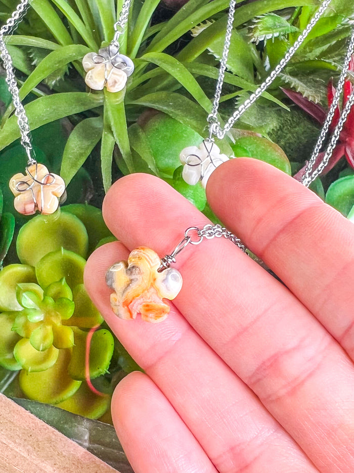 Crazy Lace Agate Flower Choker Necklace