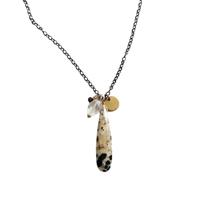 Dalmation Jasper & Gemstone Cluster Pendant