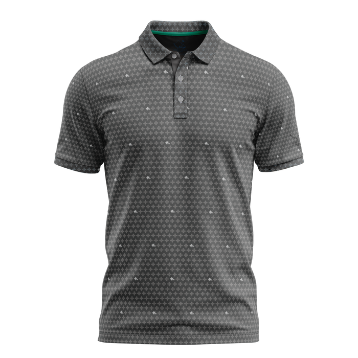 "Ditsy Ulu Quilt" Tonal Stone - OGA Men's Polo - Tonal Grays