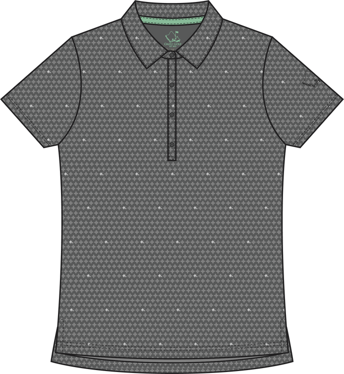 "Ditsy Ulu Quilt" Tonal Stone - OGA Women's Polo - Tonal Grays