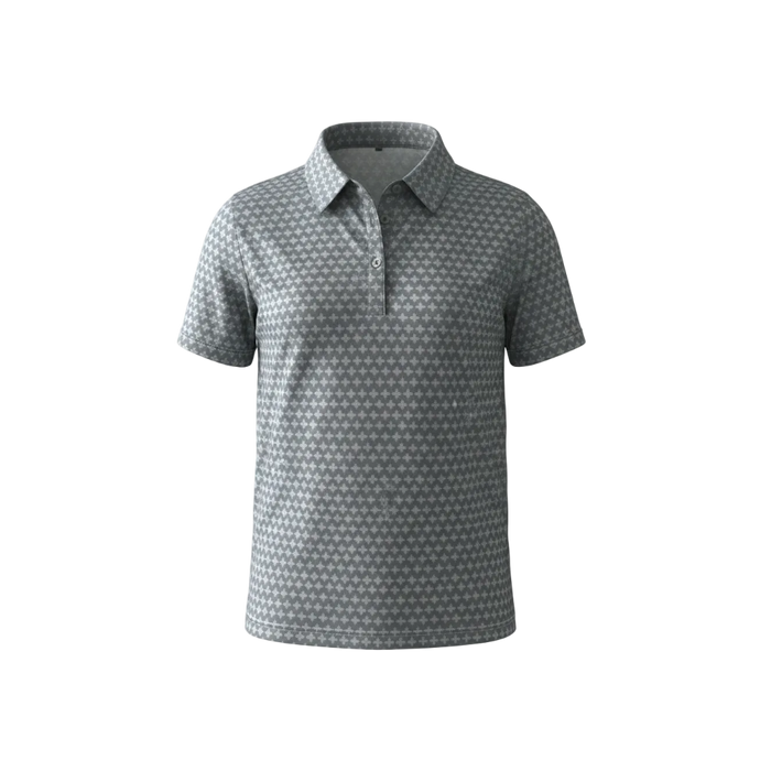 "Ditsy Ulu Quilt" Tonal Stone - OGA Youth Polo - Tonal Grays