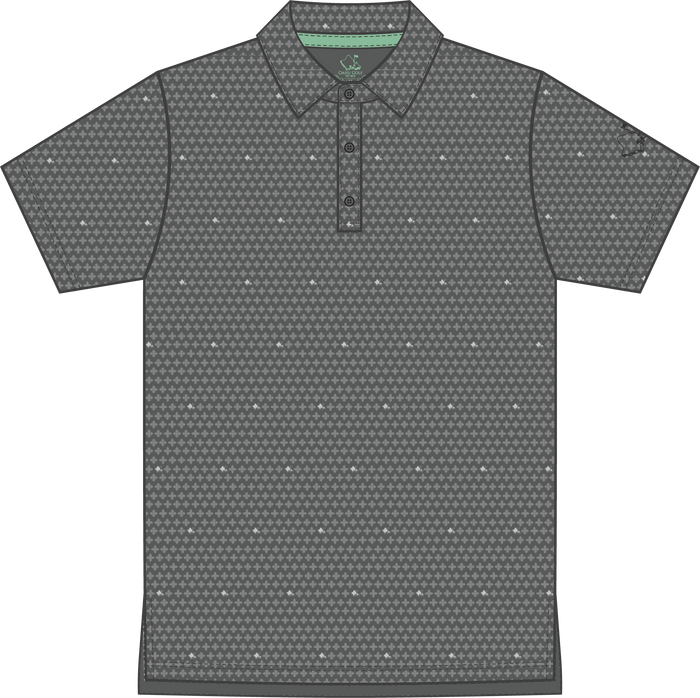 "Ditsy Ulu Quilt" Tonal Stone - OGA Youth Polo - Tonal Grays