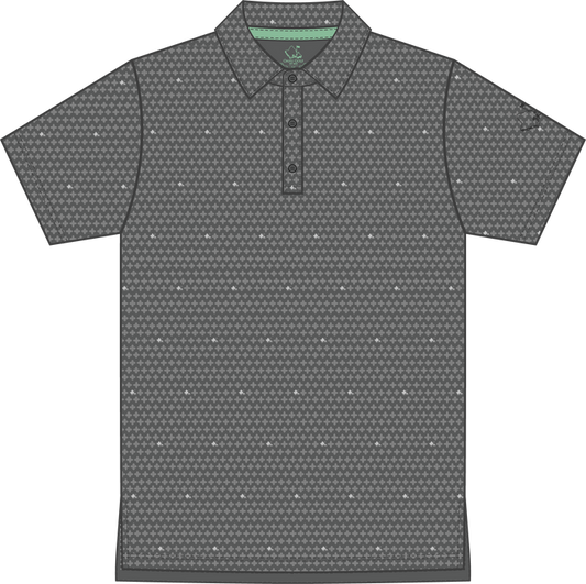 "Ditsy Ulu Quilt" Tonal Stone - OGA Youth Polo - Tonal Grays