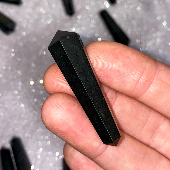 Double Terminated Black Onyx Points