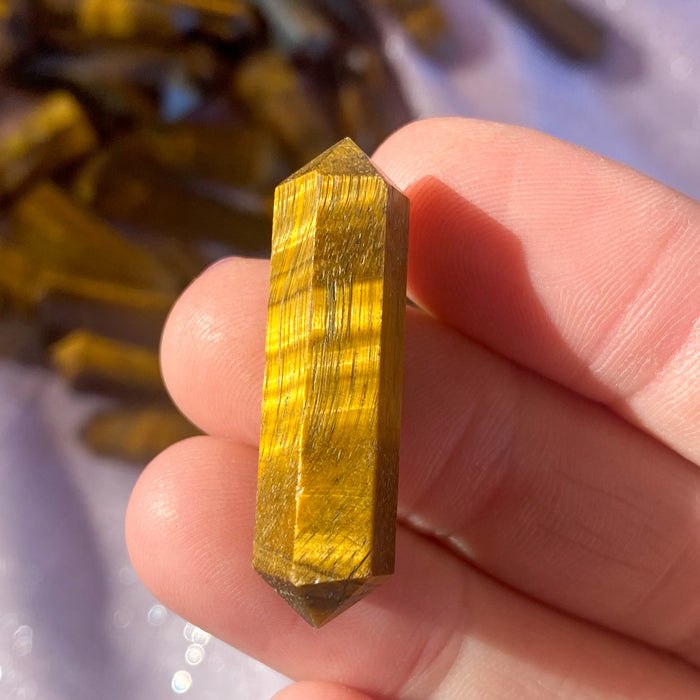 Double Terminated Tigers Eye Points