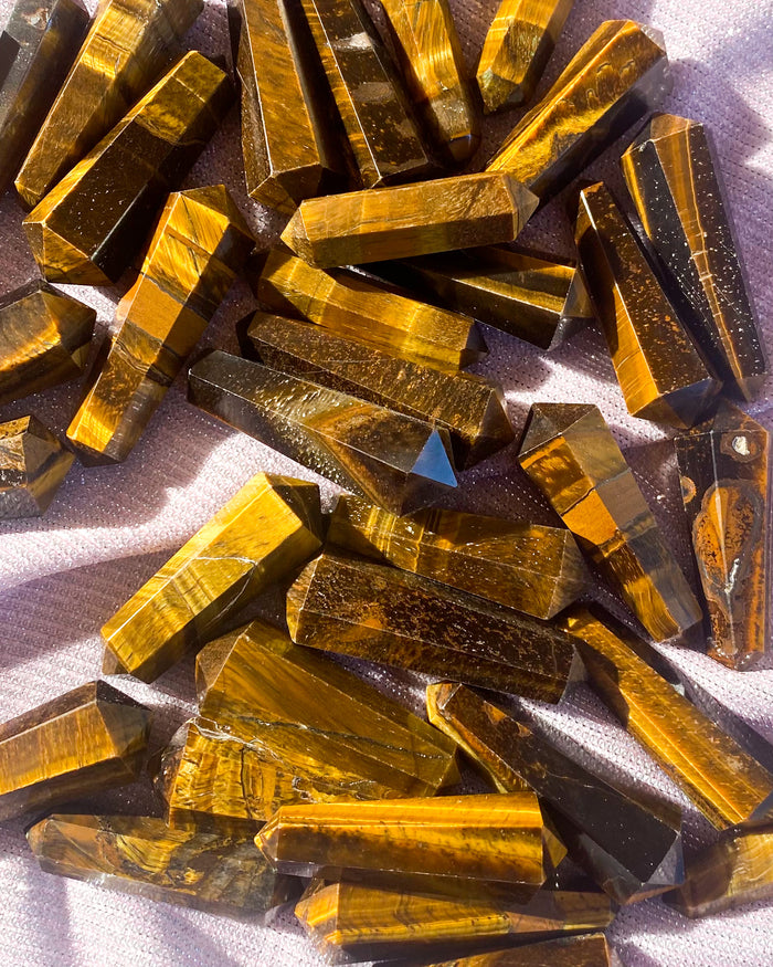 Double Terminated Tigers Eye Points