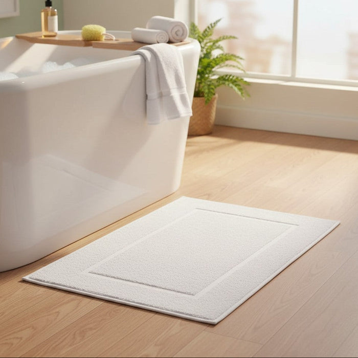Economy Collection White Bath Mat - Rifz Textiles Inc