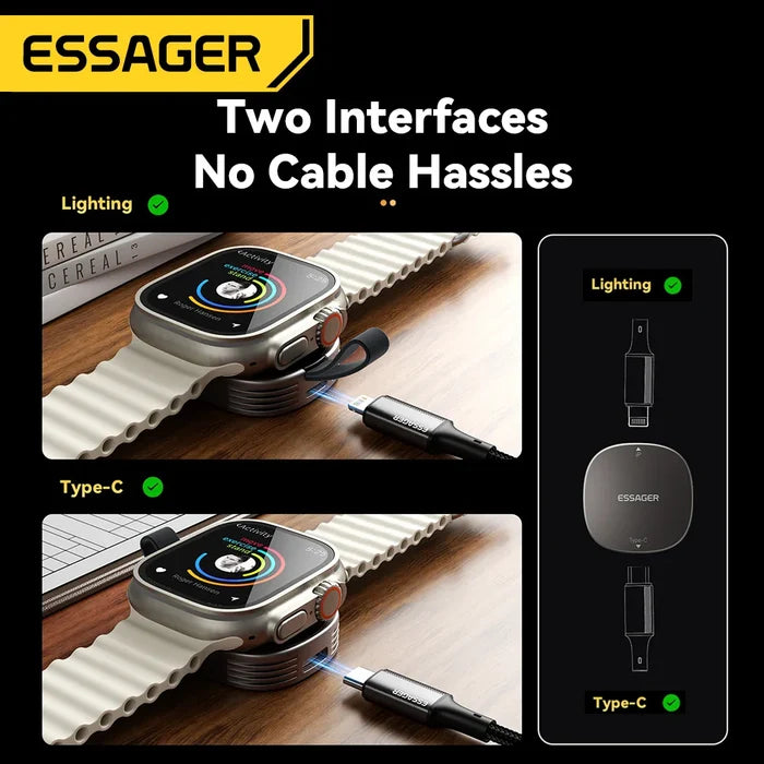 Smartwatch charger with dual interfaces.