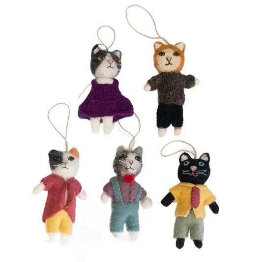 FELT DAPPER CAT ORNAMENT