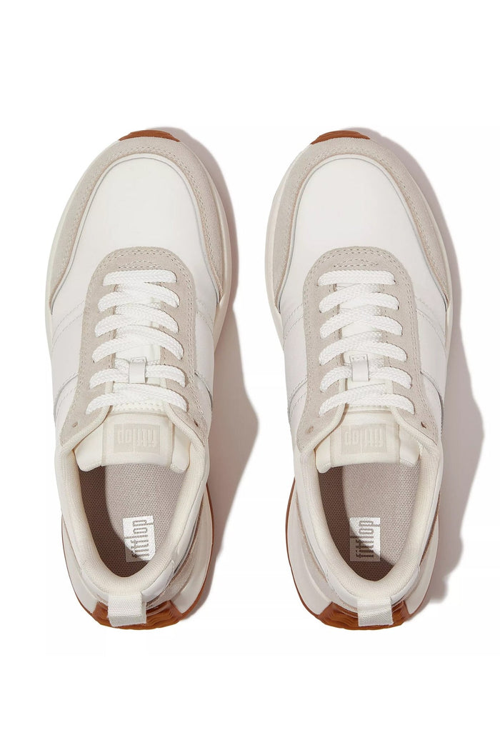 Fitflop F - Mode Flow Fabric/Suede/Leather Flatform Sneaker Urban White - Dotique