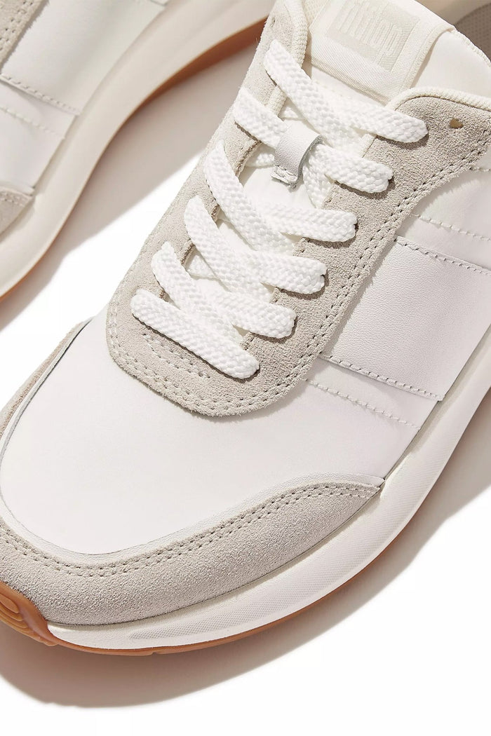 Fitflop F - Mode Flow Fabric/Suede/Leather Flatform Sneaker Urban White - Dotique