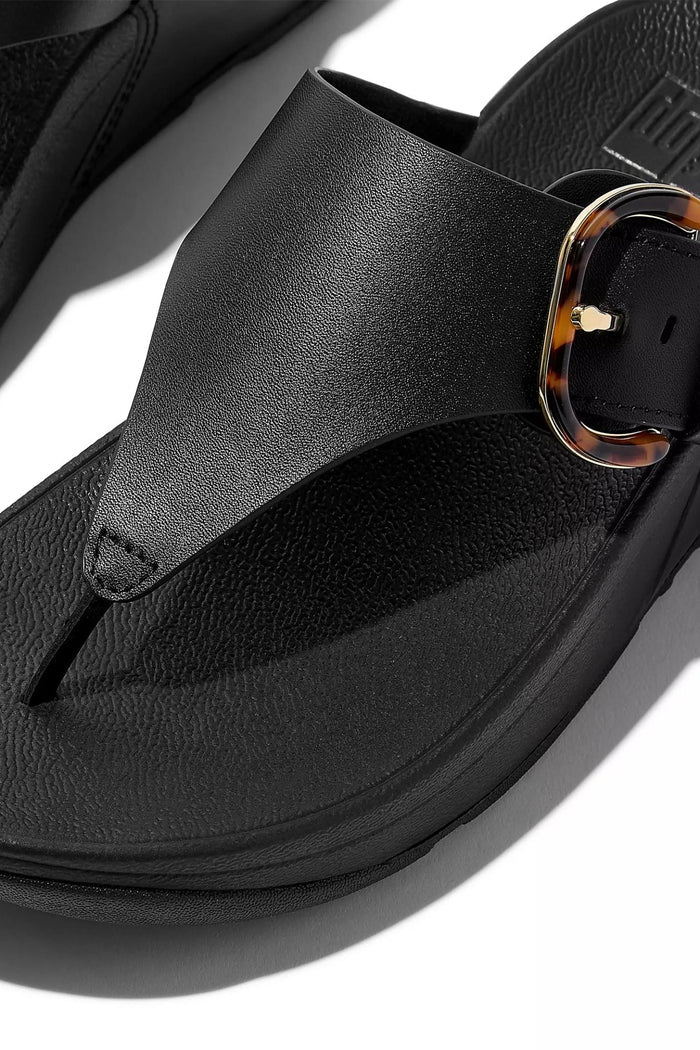 Fitflop Lulu Resin - Buckle Leather Toe - Post Sandals All Black - Dotique