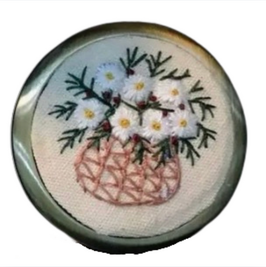 Floral Embroidered Compact Mirror