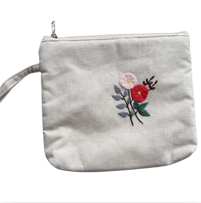 Flower Embroidered Pouch