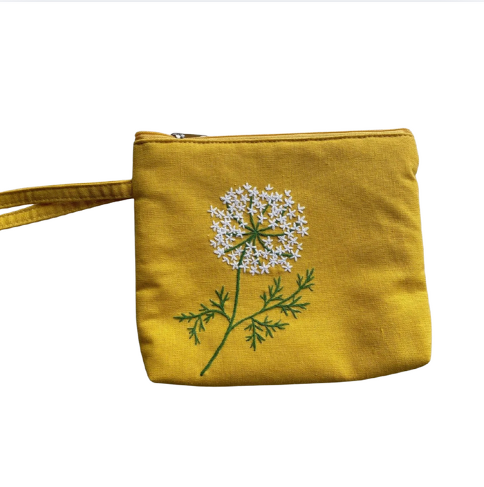 Flower Embroidered Pouch