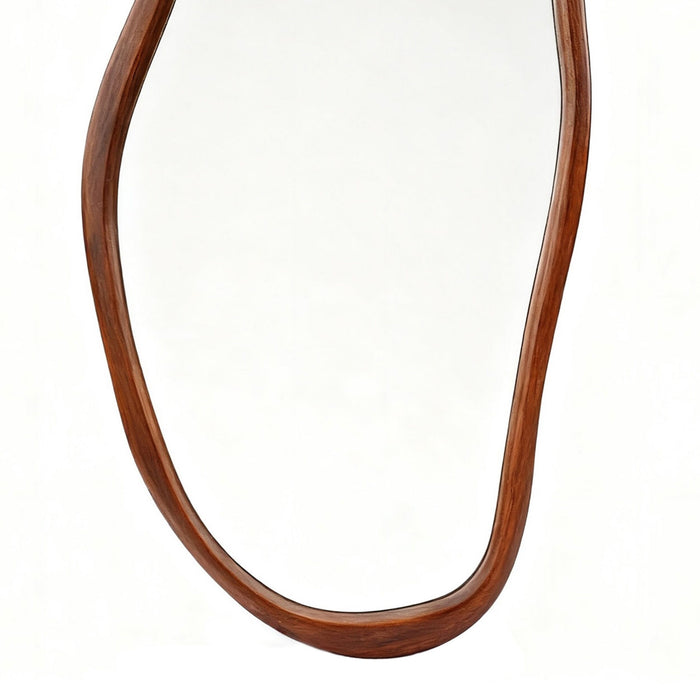 Fluid Wooden Wall Mirror Walnut 118x58cm