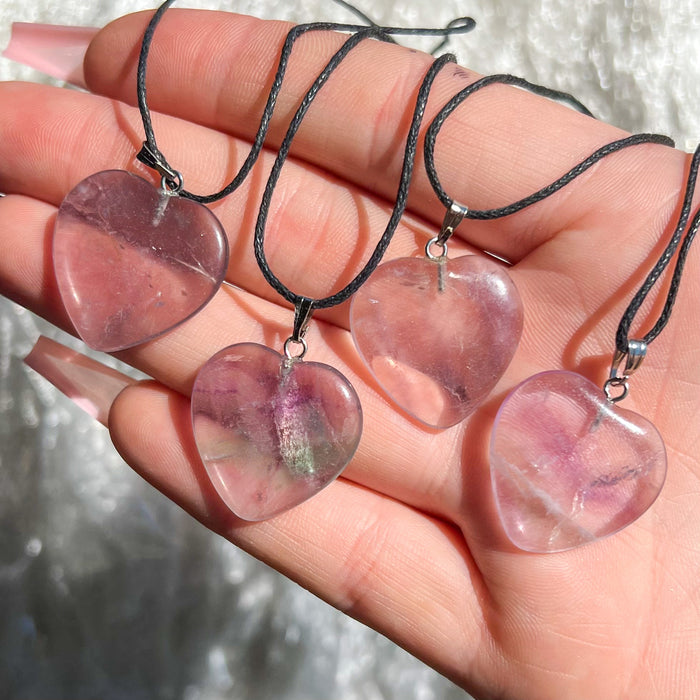 Fluorite Heart Pendant Necklace