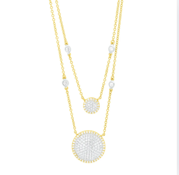 Freida Rothman Double Layer Times Square Pave Necklace