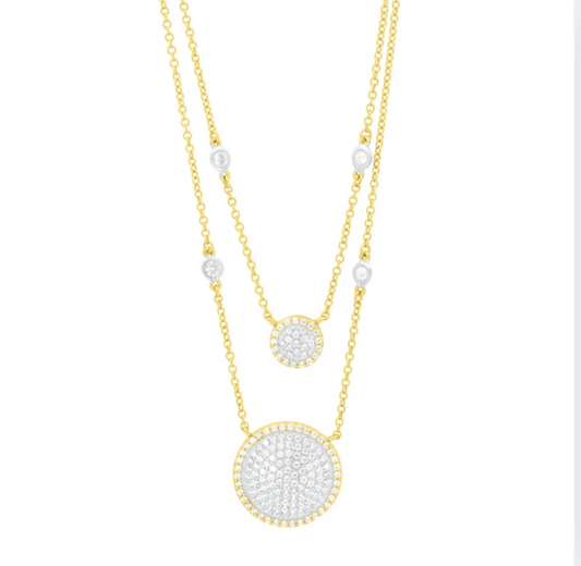 Freida Rothman Double Layer Times Square Pave Necklace