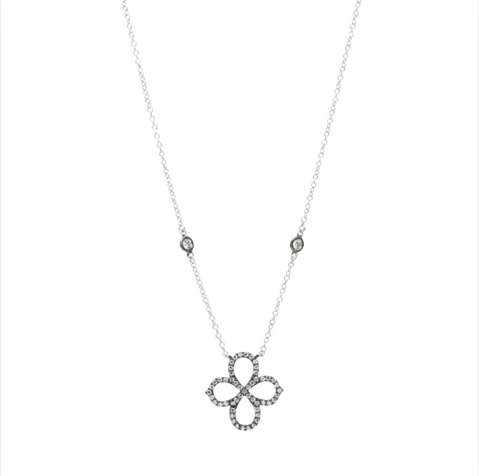 Freida Rothman Open Clover Pave Necklace