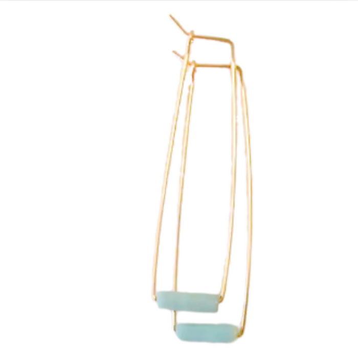 Gemstone Tube Rectangle Earring