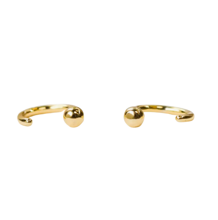 Gold Sphere Huggie Earrings
