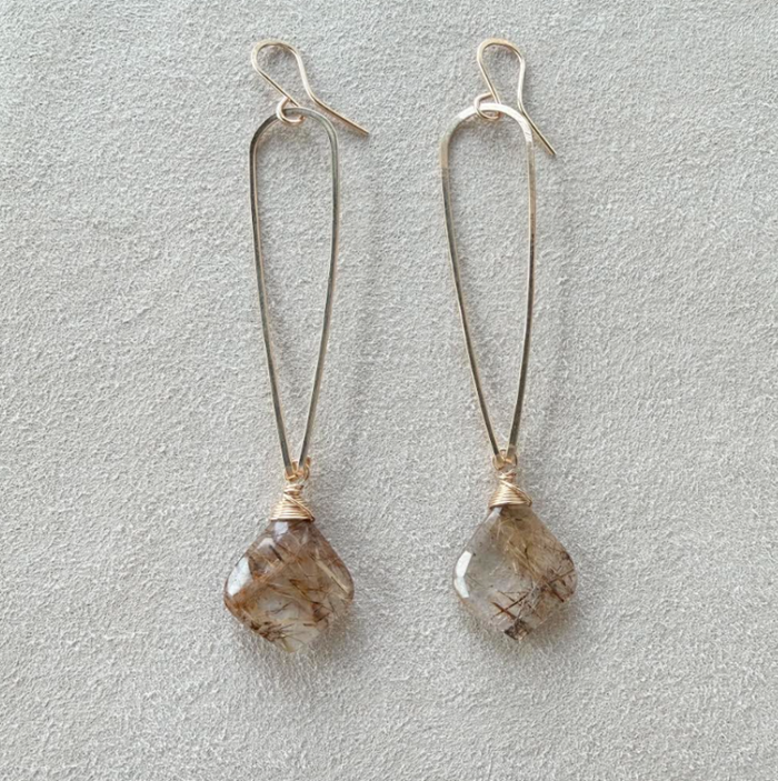Golden Rutilated Quartz Earrings
