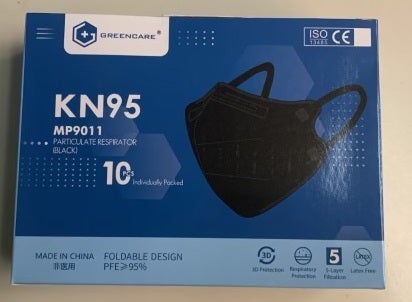 Greencare black KN95 face masks box of 10
