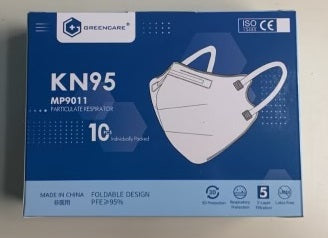 Greencare KN95 face masks box of 10, white