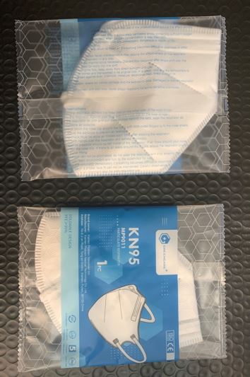 Greencare KN95 face masks individually wrapped in plastic