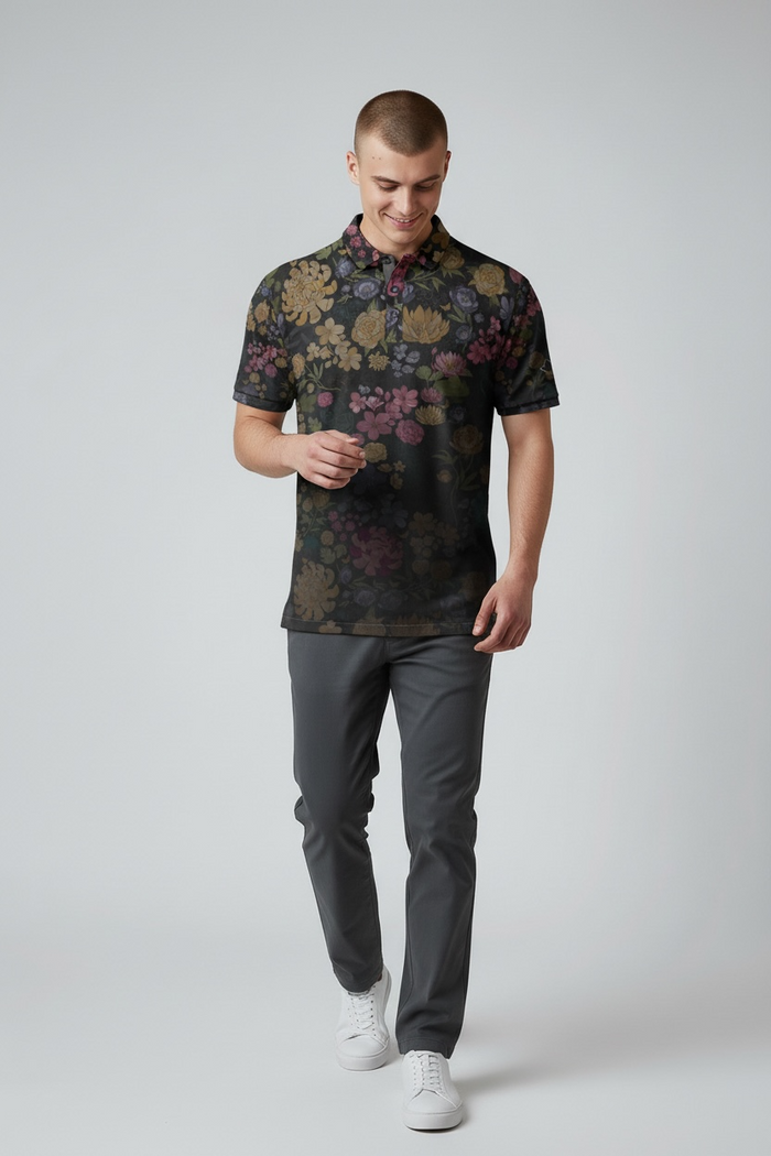 "Hana" Fade - OGA Men's Polo - Mulit Black Ombre