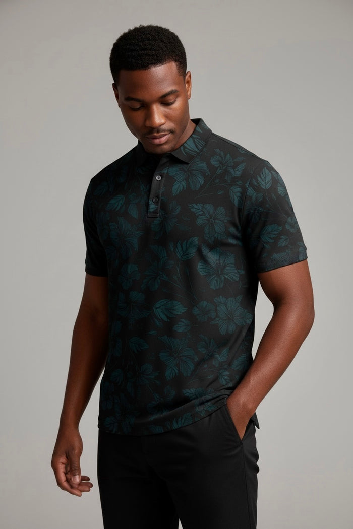 "Heavenly Sent" Night Sky - OGA Men's Polo - Black / Midnight Blue