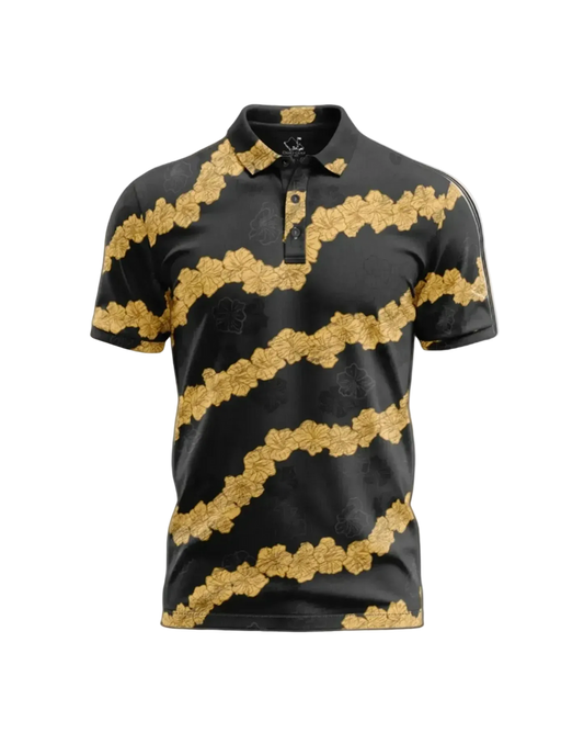 "Ho'onani" Gray- OGA Men's Polo - Obsidian / Gold