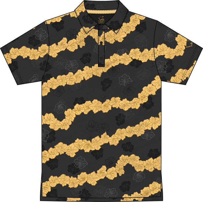 "Ho'onani" Gray- OGA Men's Polo - Obsidian / Gold