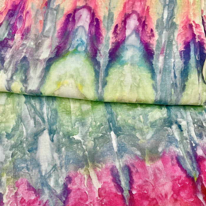 Ice Dyed Silk Linen scarf  - Joyful Caravan
