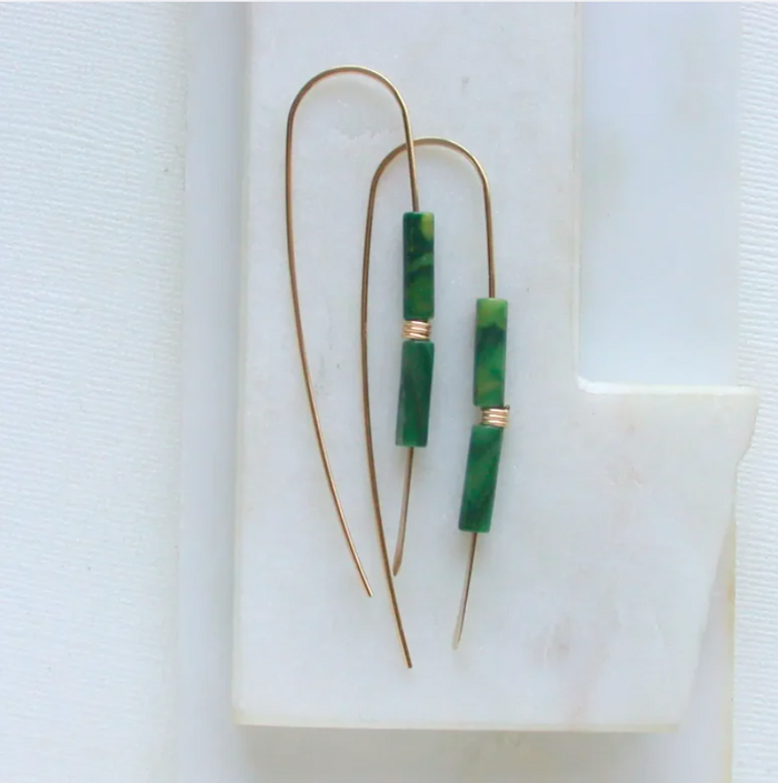 Jade Gemstone Threader Earrings