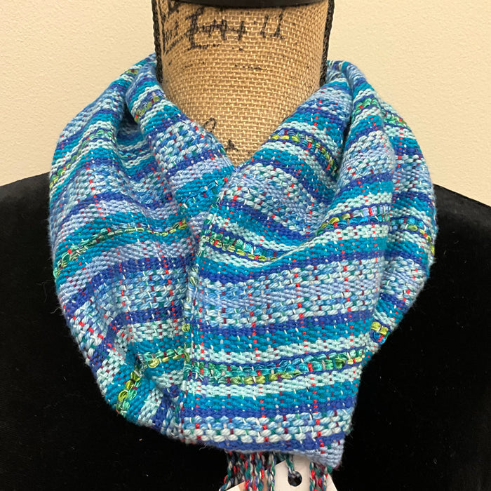 “Jamie” Infinity Scarf - J222 - Blues, Teal & Green