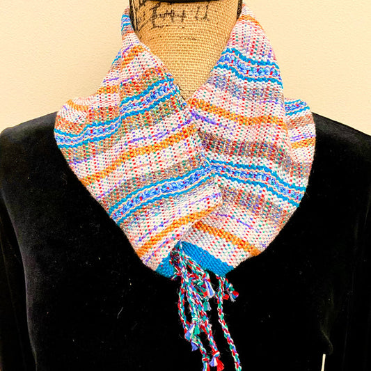 “Jamie” Infinity Scarf - J224 - Blue & Peach Multi