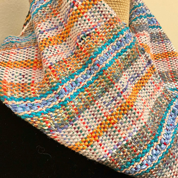 “Jamie” Infinity Scarf - J224 - Blue & Peach Multi
