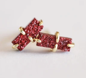 JaxKelly Druzy Bar Stud Earrings