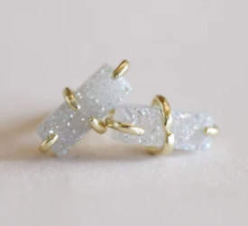 JaxKelly Druzy Bar Stud Earrings