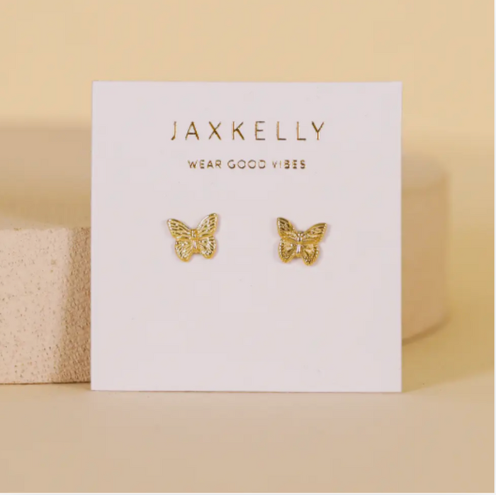 JaxKelly Gold Butterfly Stud Earrings