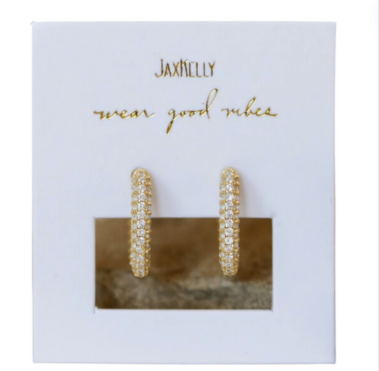 JaxKelly Gold Hoop Pave Earrings