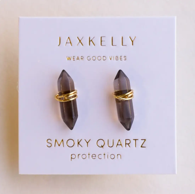 JaxKelly Mineral Point- Gold Wire Wrapped Earrings