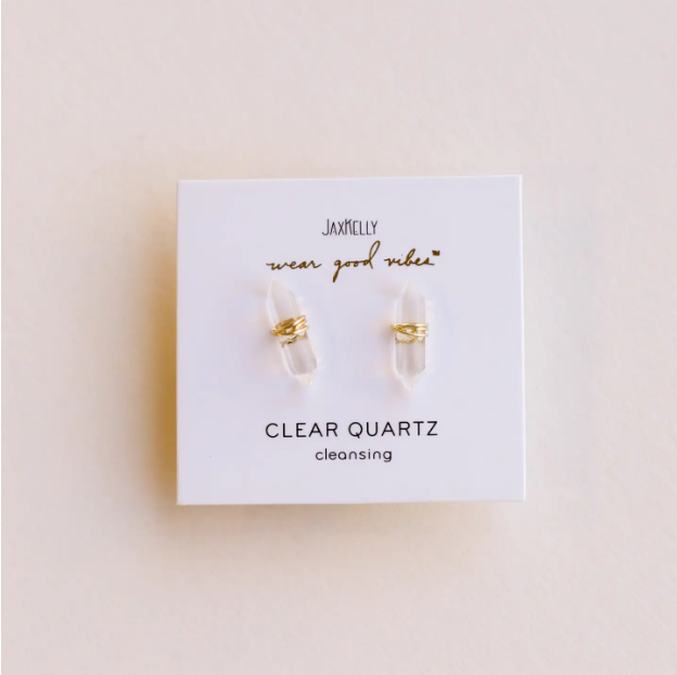 JaxKelly Mineral Point- Gold Wire Wrapped Earrings