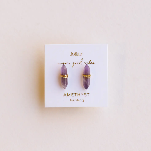 JaxKelly Mineral Point- Gold Wire Wrapped Earrings