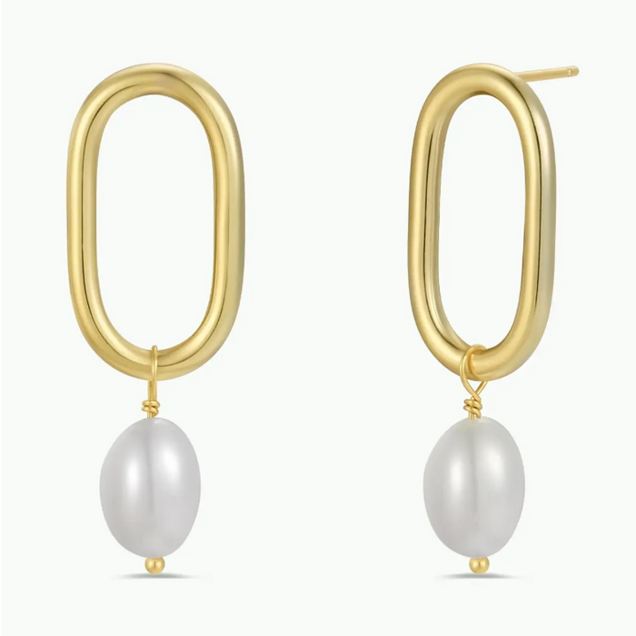 JaxKelly Oval Pearl Drop Earring