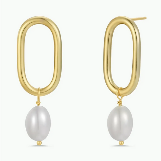 JaxKelly Oval Pearl Drop Earring